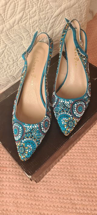 Zapatos tacón multicolor