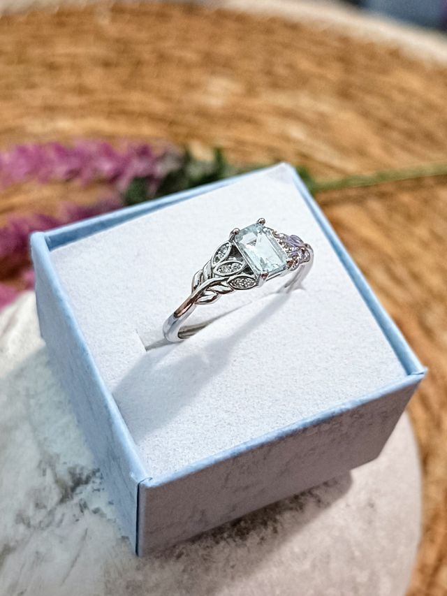 Anello Acquamarina - Acciaio Regolabile