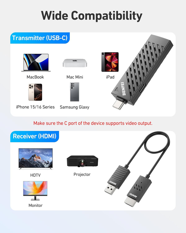 Kit transmisor-receptor inalámbrico USB-C a HDMI