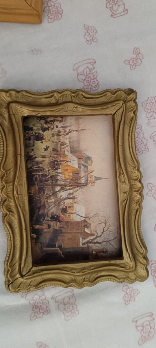 Quadretto Dipinto Incorniciato Oro