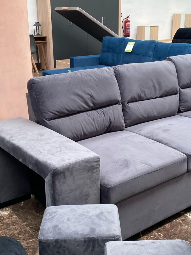 Sofá chaise longue gris