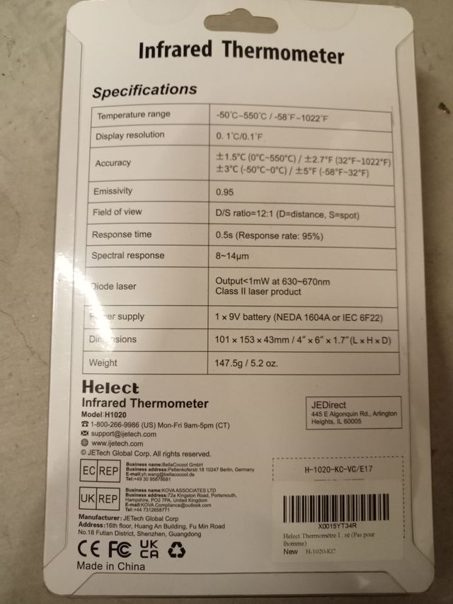 Termometro a infrarossi Helect