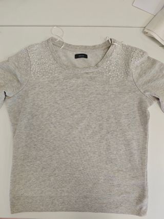 Jersey gris manga larga