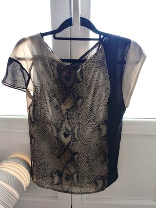 Blusa animal print beige-marrón