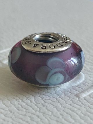 Charm Pandora ORIGINAL Murano Flor morado y azul