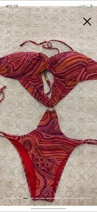 Costume intero Amir Slama rosso e rosa