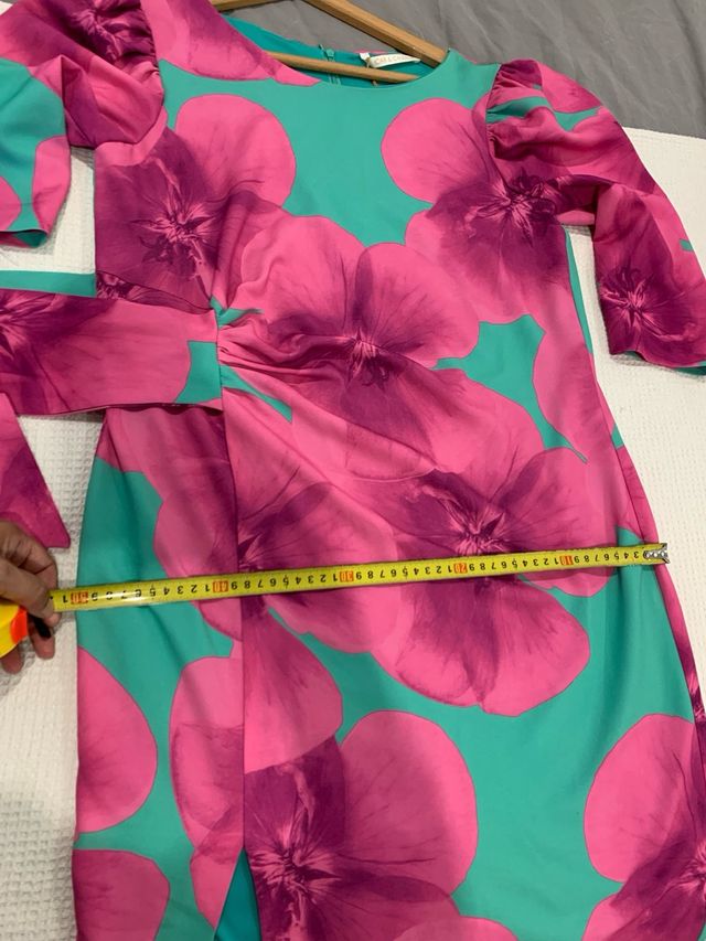 Vestido flores pop art - verde, rosa