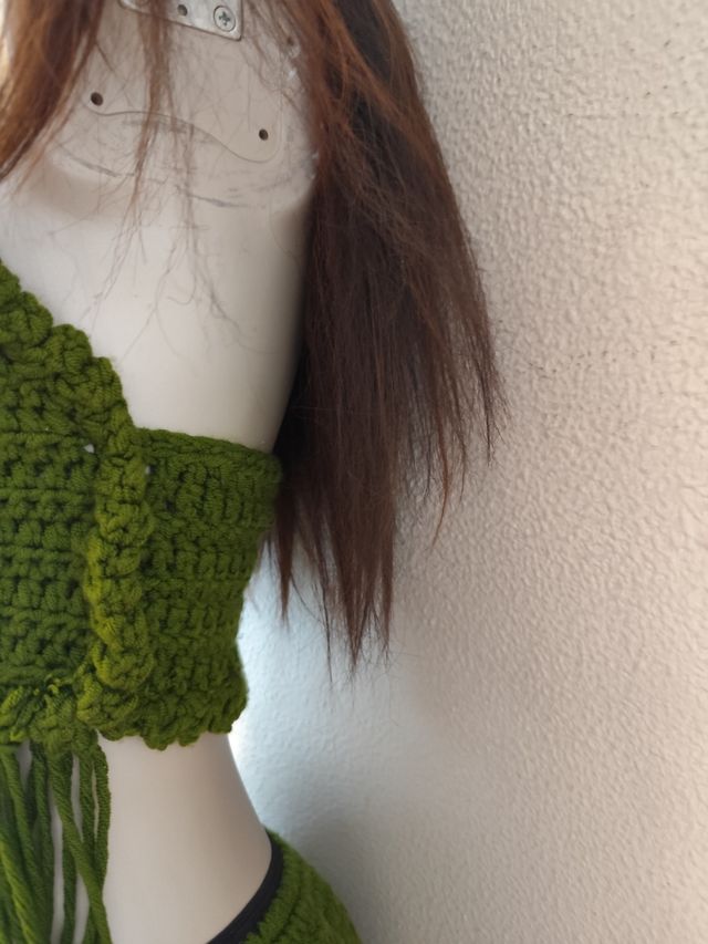 Conjunto Crochet Verde Oliva - Talla única