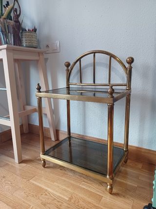 Mesita noche años 70 - Metal y cristal