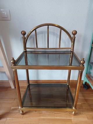 Mesita noche años 70 - Metal y cristal