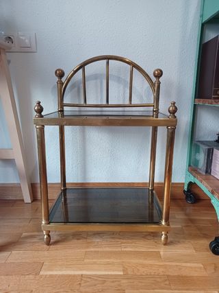 Mesita noche años 70 - Metal y cristal