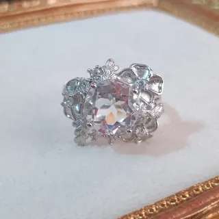 Anillo Cuarzo Blanco Plata