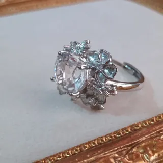 Anillo Cuarzo Blanco Plata