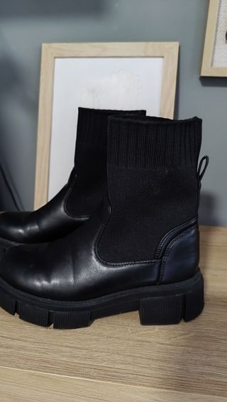 Botines negros estilo calcetín - talla 37
