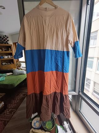 Vestido largo tricolor talla grande 
