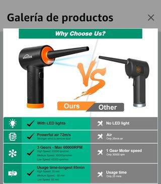 Soplador Aire Comprimido WHATOOK 60.000 Rpm.