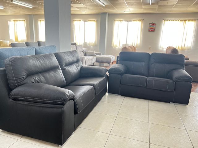 Sofá 2 plazas microfibra negra + PORTE GRATIS!!