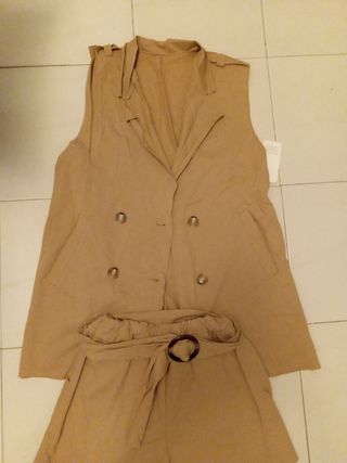 Conjunto top corto beige