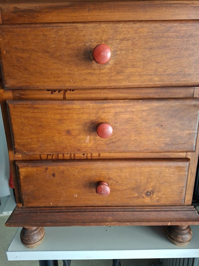 Mesilla madera antigua 3 cajones