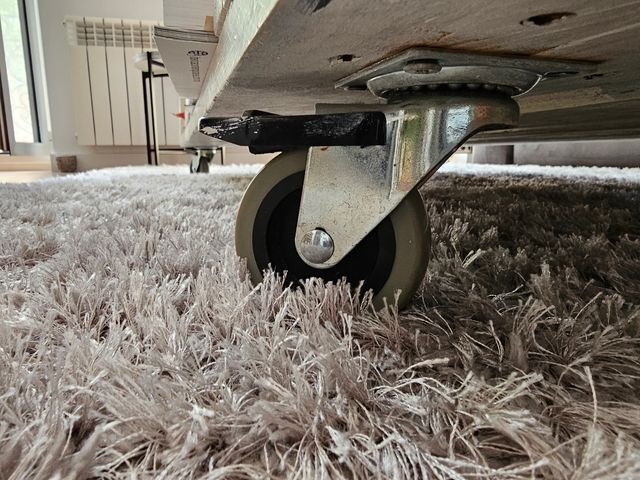 Mesa centro palets - Blanco con ruedas,inc cristal