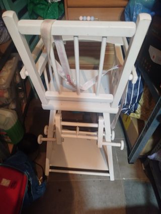 Trona bebé madera blanca