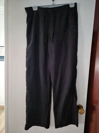 Pantalón lino negro mujer. Talla 42/44