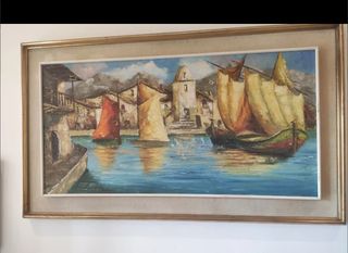 Cuadro vintage barcos