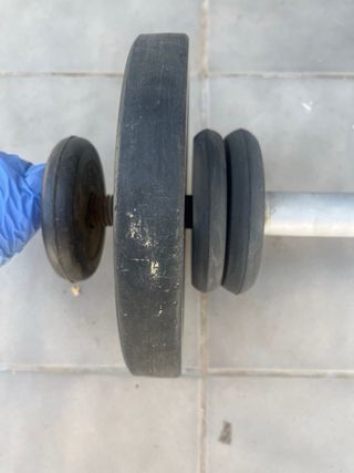 Barra gimnasio - discos peso