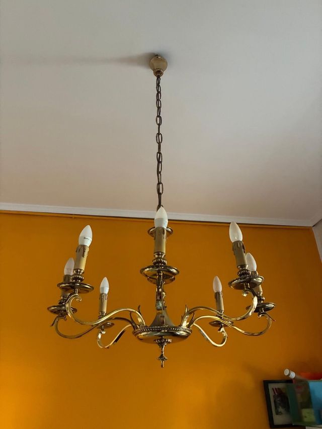 Lampara techo dorada 5 brazos