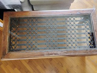 Tavolino legno indiano vetro