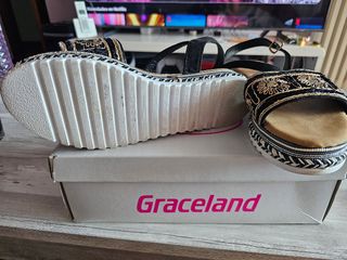 Sandalias FAMA doradas negras 38