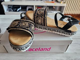 Sandalias FAMA doradas negras 38