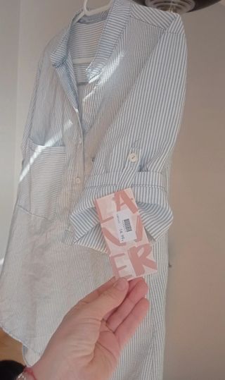 Camisa rayas azul-blanco premamá nueva