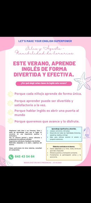 Clases Inglés Verano - Niños