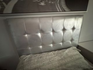 Cabecero cama 105cm - Piel sintética plata
