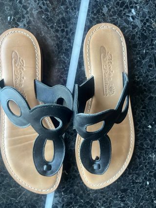 Sandali infradito Moda Positano neri in vero cuoio