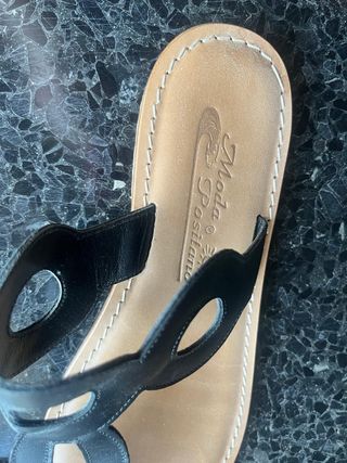 Sandali infradito Moda Positano neri in vero cuoio