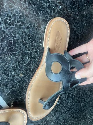 Sandali infradito Moda Positano neri in vero cuoio