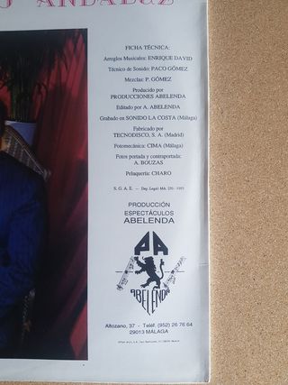 Disco Vinilo Thomy Montijo - Bajo mi cielo andaluz