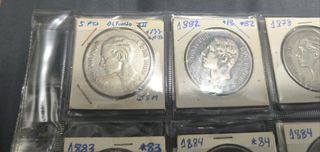 8 Monedas 5 Ptas Alfonso XII y XIII