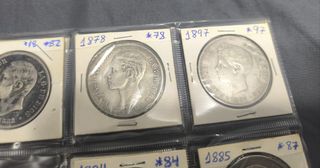 8 Monedas 5 Ptas Alfonso XII y XIII
