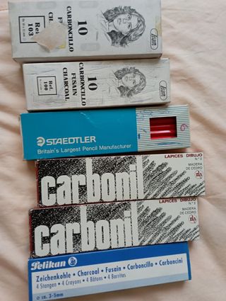 54 Carboncillos y Lápices Dibujo: Leam, Staedtler,