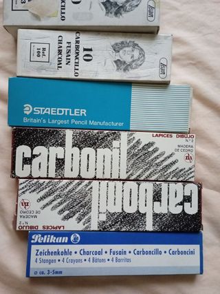 54 Carboncillos y Lápices Dibujo: Leam, Staedtler,