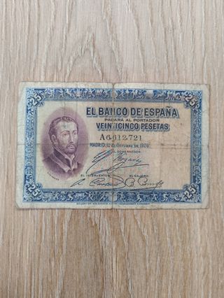 Billete 25 pesetas 1926 serie A