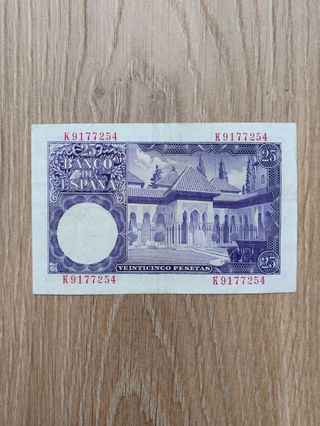 Billete 25 pesetas 1954 serie K