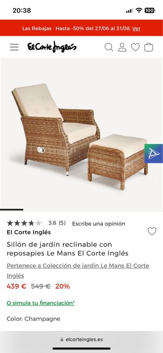 Sillón jardín mimbre mas reposapiés