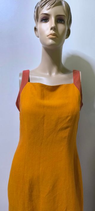 Vestido lino naranja-marrón