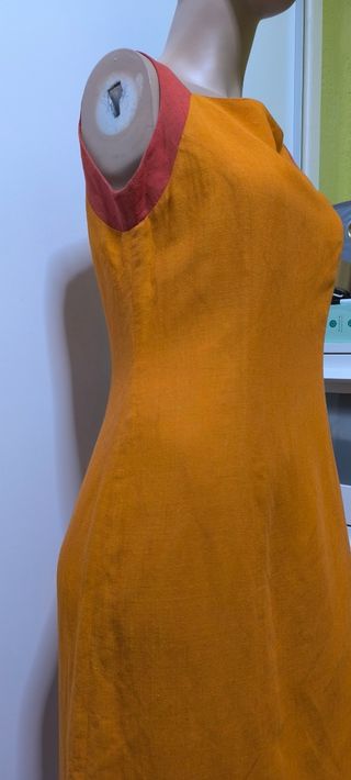 Vestido lino naranja-marrón