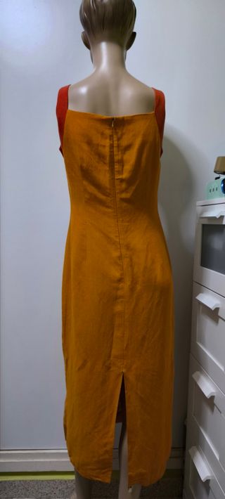 Vestido lino naranja-marrón