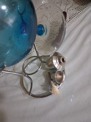 Copa calienta licor vintage azul